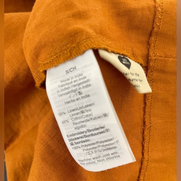 Madewell | Linen Blend | Embroidered Sleeve Popover Dress | Caramel | Women’s S - Picture 8 of 8
